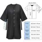 Noverlife Hair Salon Smocks Cape for Clients, Plus Size Salon Client Gown Robes Cape with 2 Pockets & Adjustable Tie, Waterproof Salons Robes Smock, Hair Stylist Dog Grooming Smock (43'' Long, Black)