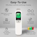 Vive No-Touch Forehead Thermometer - No Contact Infrared Digital Thermometer for Adults, Kids, Babies, & Objects - Touchless, Accurate Temporal Fever Sensor - Fast, Memory Recall, Large Display