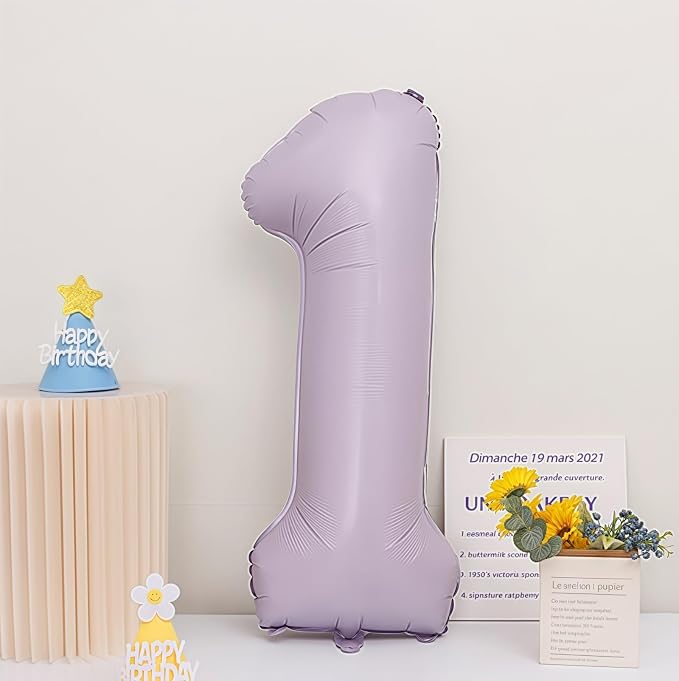 Pastel Purple 1 Number Balloons, 40 Inch Light Purple 1 Balloons Large Helium - Image 2