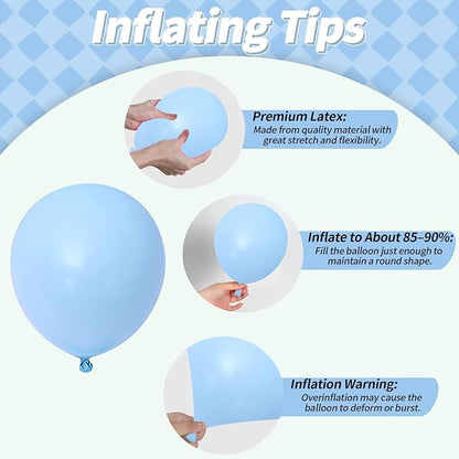 Blue and White Balloons, 12 Inch Baby Light Pastel Blue Pearl White Silver - Image 6