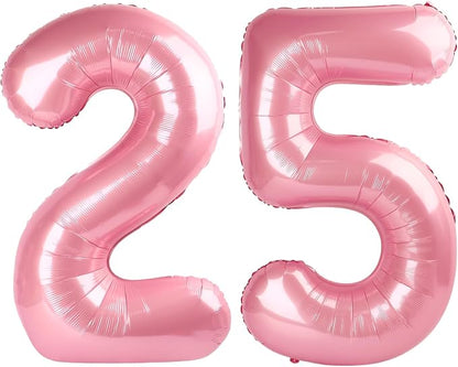 25 Balloon - Pastel Pink Birthday Number Balloons, 40 Inch Decorations | Pastel by ALPHADELTAPI