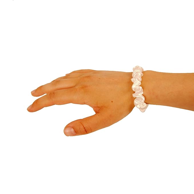 Amelia Beauty, White Satin Small Scrunchies, 12-Pack – No Damage Hair Ties for Women, Gentle & Durable Hair Accessories, 2.5in x 0.5in