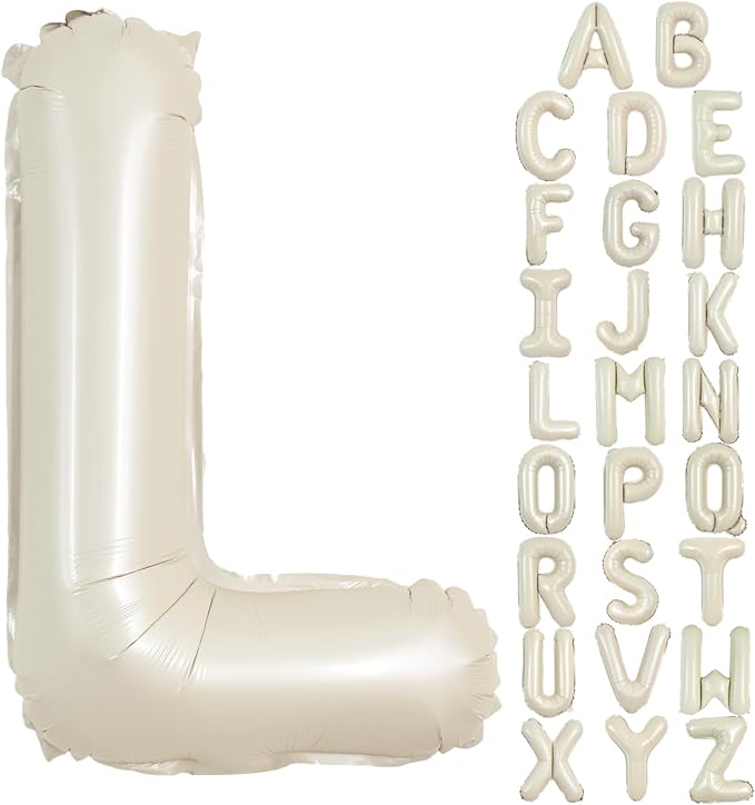 TONIFUL 40 Inch Large Cream White Letter L Balloons Giant Alphabet Letter by TONIFUL