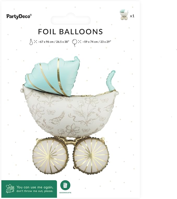 Vintage Baby Carriage Balloon PartyDeco 23 × 29 Inch Foil Stroller | Balloon - Image 9