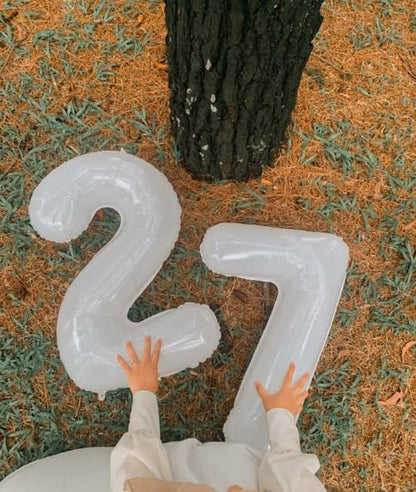 White Number 7 Balloon 40 inch, Balloon numbers party supplies, deco photo shoot - Image 5