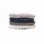 Suncdelv Silk,100% Silk Scrunchies for Hair,22 Momme Hair Ties for Anti-Crease & Breakage,Natural Women Hair Accessories，Fashion Hairbands 4PCS（Grey series）