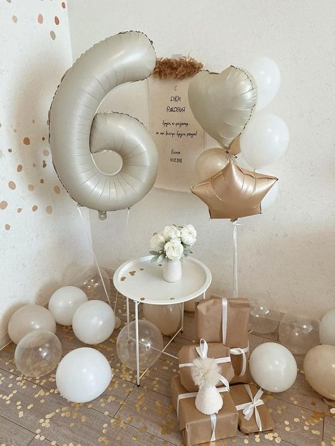 Number Balloons 6 Balloon 40 inch Cream - Image 3