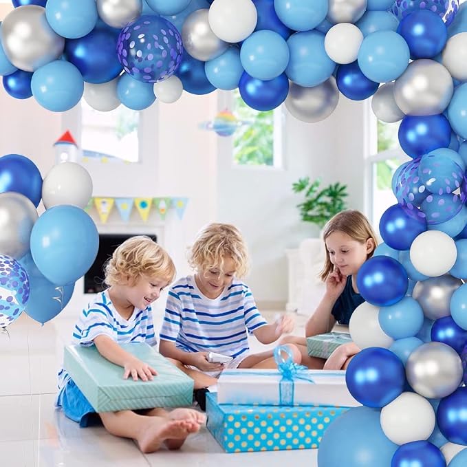 123Pcs Blue Balloons Garland Arch Kit Different Sizes | Baby Navy Pastel Blue - Image 3