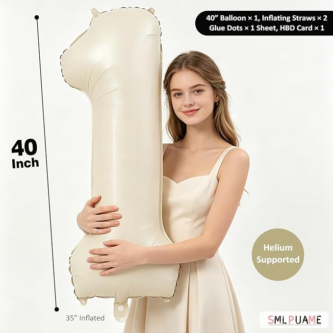 40 Inch Beige Number 6 Balloons - Image 6