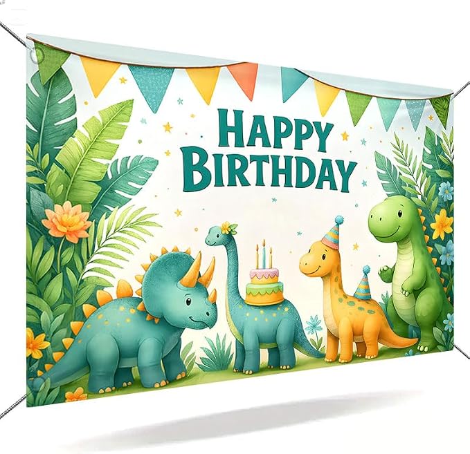 Dinosaur Birthday Decorations Banner 71x43 Inch, Large Dinosaur Birthday Party - Image 7