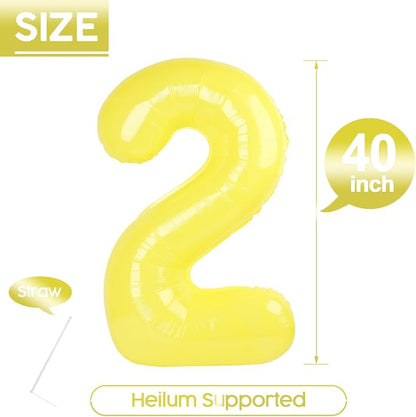 2 Balloon - Macaron Yellow Birthday Number Balloons, 40 Inch Decorations | - Image 5