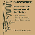 Natural Neem Wood Comb Set of 2 [Plain Lily & Shampoo comb]– Wide & Fine Tooth Handmade Wooden Hair Combs for Men & Women | Eco-Friendly, Plastic-Free, Scalp care for Gentle Hair Care
