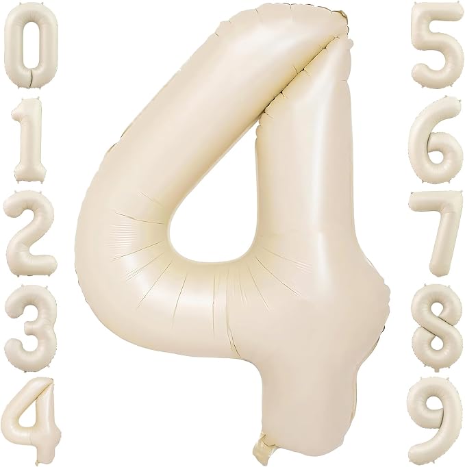 40 Inch Cream Foil Number 4 Balloon by TNCDJKPA