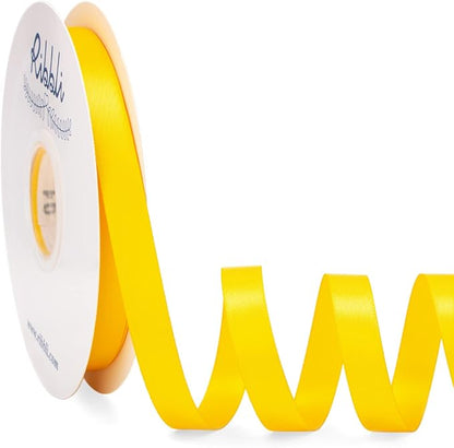 Ribbli Maize Yellow Satin Ribbon Double Faced Satin 1/2 inch x Continuous 50 by Ribbli