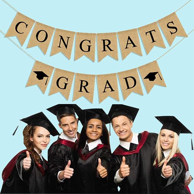 Congrats Grad Burlap Graduation Banner 2026 Congrats Grad Banner Garland No DIY - Image 4