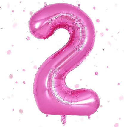 Pink Number Balloons, Large Hot pink Number 2 Balloon 40 Inch Pink 2 Balloon by Yeodong