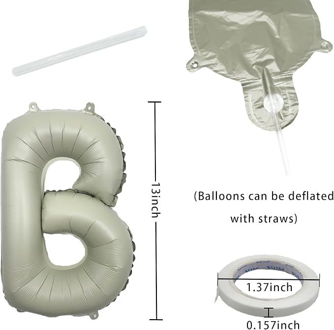 Beige Happy Birthday Balloon Banner 16 Inch - Image 2