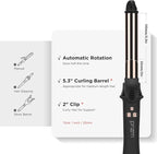 Prizm Rotating Curling Iron, 1inch/25mm Automatic Hair Curler for Long Hair, Self Spinning Barrel, 250-450°F with LCD Display, Auto-Shut Off & Dual Voltage, Black