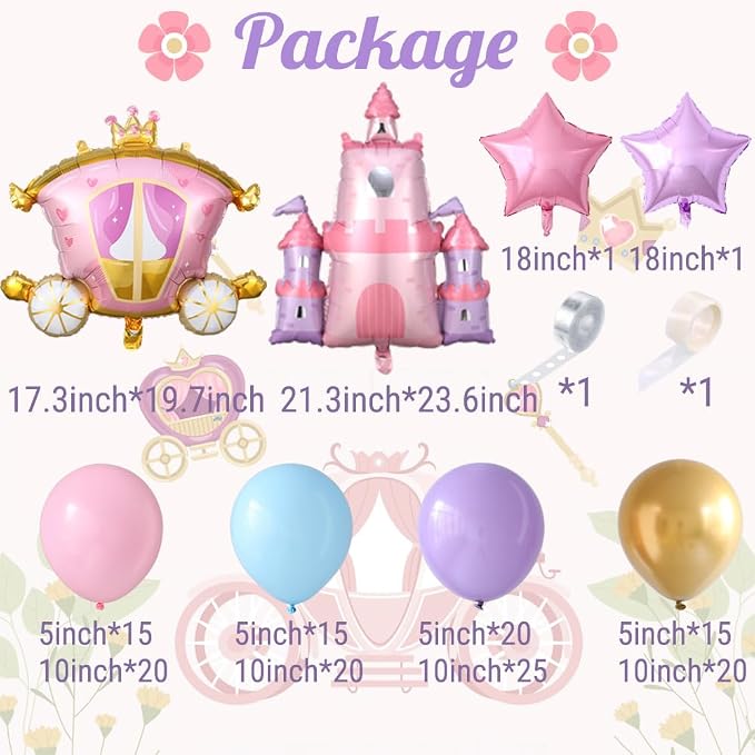 Princess Balloon Garland Arch for Girls Princess Baby Shower Birthday Party | - Image 2