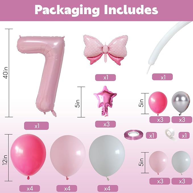 40 Inch Pink Number 7 Balloon for 7th Birthday Decoration Pastel Baby Pink - Image 2