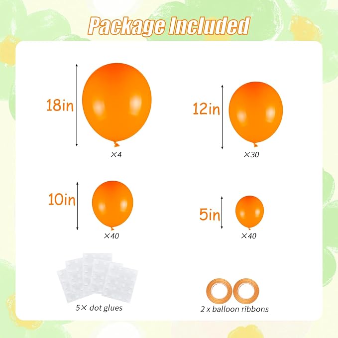114pcs Orange Balloons Kit - Image 2