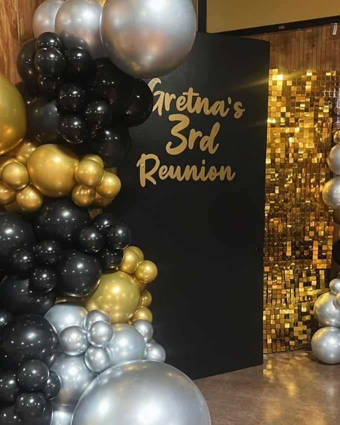 Black Gold and Silver Balloon Arch Kit, Different Size Balloons Kit - Image 4