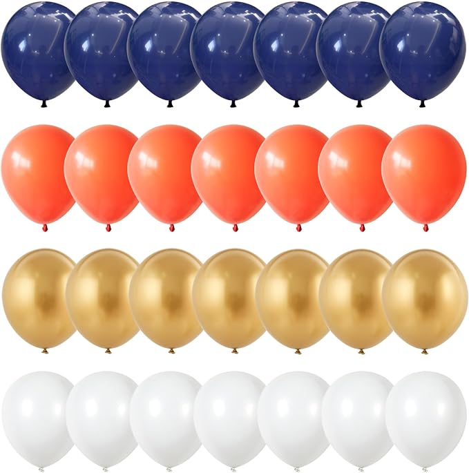 Isndare 35pc Navy Blue & Orange Balloons Set, Metallic Gold, Party Decorations - Image 7