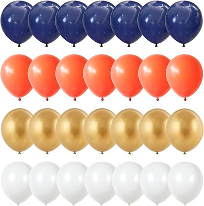 Isndare 35pc Navy Blue & Orange Balloons Set, Metallic Gold, Party Decorations - Image 7