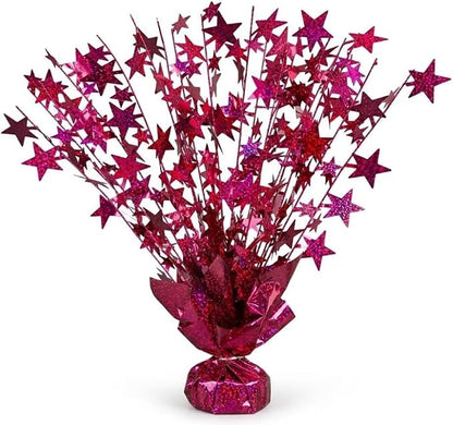 PMU Bursting Star Metallic Foil Spray Centerpiece- Burgundy Prismatic Balloon by PMU