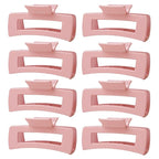 TOCESS Hair Claw Clips for Women - 8PK Large Neutral Square Jumbo Hair Clips for Thick, Thin, Long, Short, Curly Hair Girls, Big Jaw Clip Set for Daily Use(Glossy Blush)
