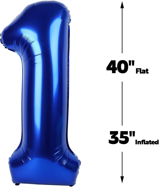 Night Blue Number 1 Balloon 40 inch, 1st Birthday Party Balloons Decorations | - Image 3