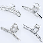 4 Pcs Large Metal Hair Claw Clips for Women, Non-slip Claw Clips with Strong Hold Jaw, Fashion Accessories for Thin Thick Long Curly Hair (Silver2)