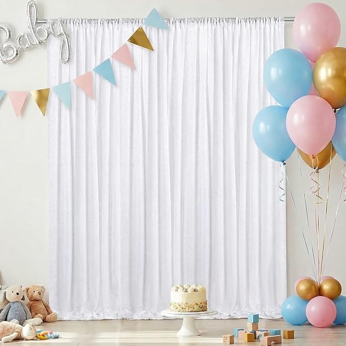 White Sequin Backdrop Curtains-1 Panel 3FTx8FT White Backdrop - Image 6