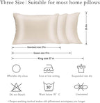 2 Pack 100% Mulberry Silk Pillowcases, Standard Size with Hidden Zipper - Hypoallergenic and Breathable