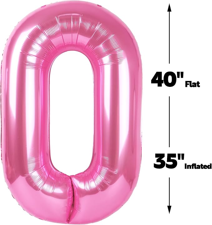 Pink Number 0 Balloon 40 inch, Balloon numbers party supplies, deco photo shoot - Image 2