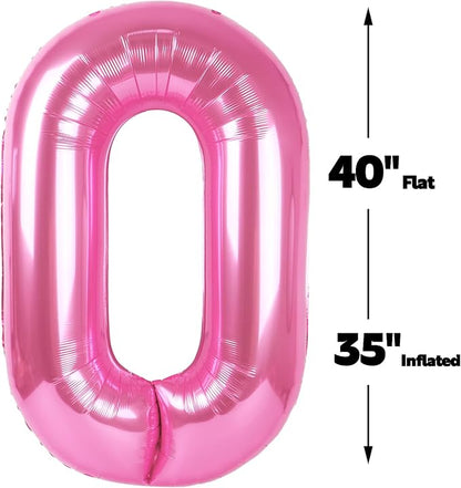 Pink Number 0 Balloon 40 inch, Balloon numbers party supplies, deco photo shoot - Image 2
