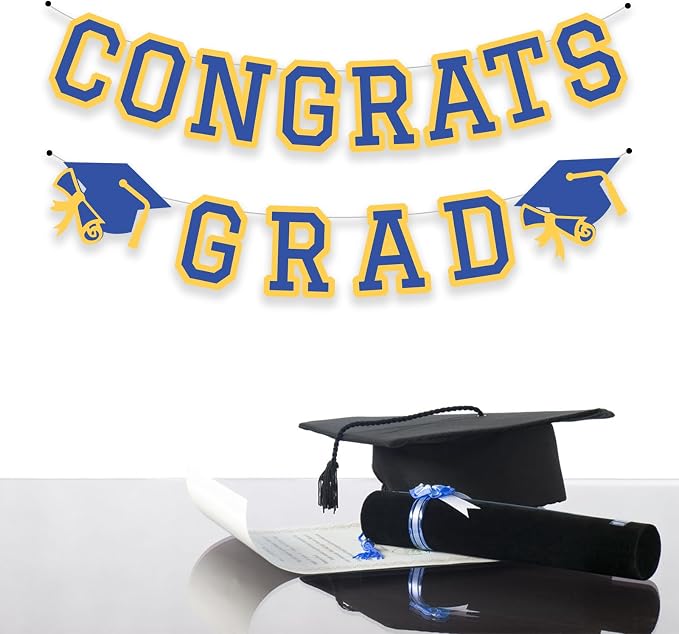 Congrats Grad Banner Graduation Party Banner Decoration Hanging Garland High - Image 3