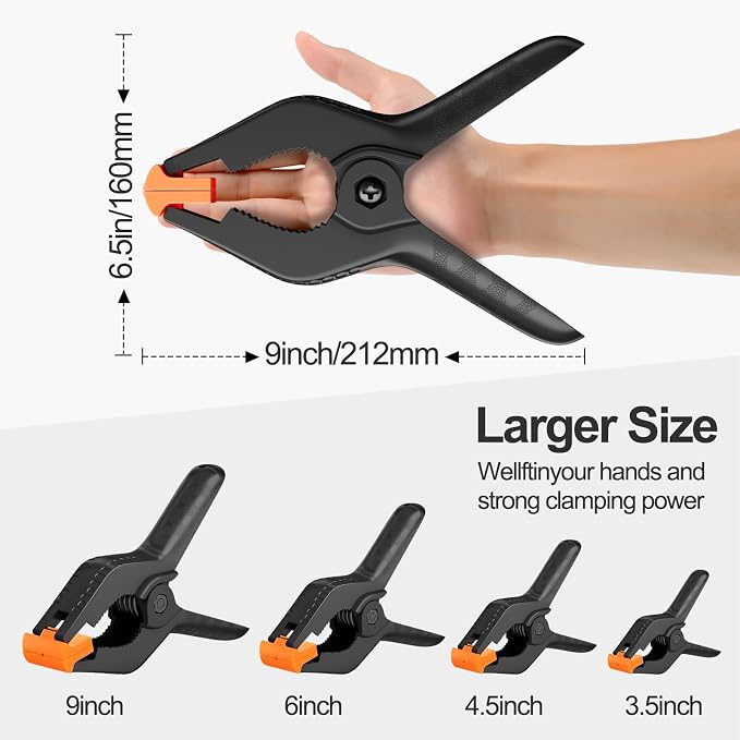 EMART 6 Pack Heavy Duty Spring Clamps, 9 inch Plastic Photo Booth Backdrop - Image 2