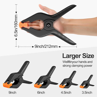 EMART 6 Pack Heavy Duty Spring Clamps, 9 inch Plastic Photo Booth Backdrop - Image 2