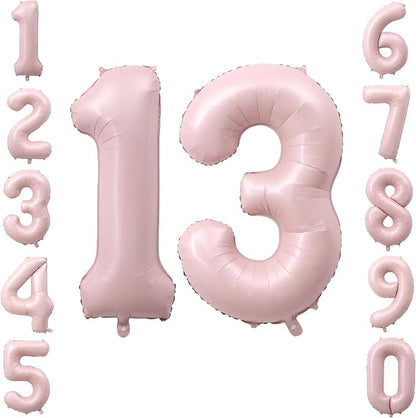 40" Light Pink Foil Number 13 Balloon by TNCDJKPA