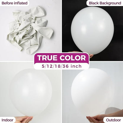 Bezente White Balloons 100 Pack 12 inch Latex Party Birthday Decorations | - Image 2