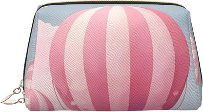 Pink Hot Air Balloon Leather Makeup Bag Cosmetic Pouch Portable Travel Toiletry by Unknown