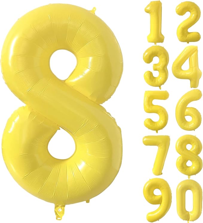 40 inch Yellow Number Balloon Giant Foil Helium Balloons Number 8 Balloon by Yeodong
