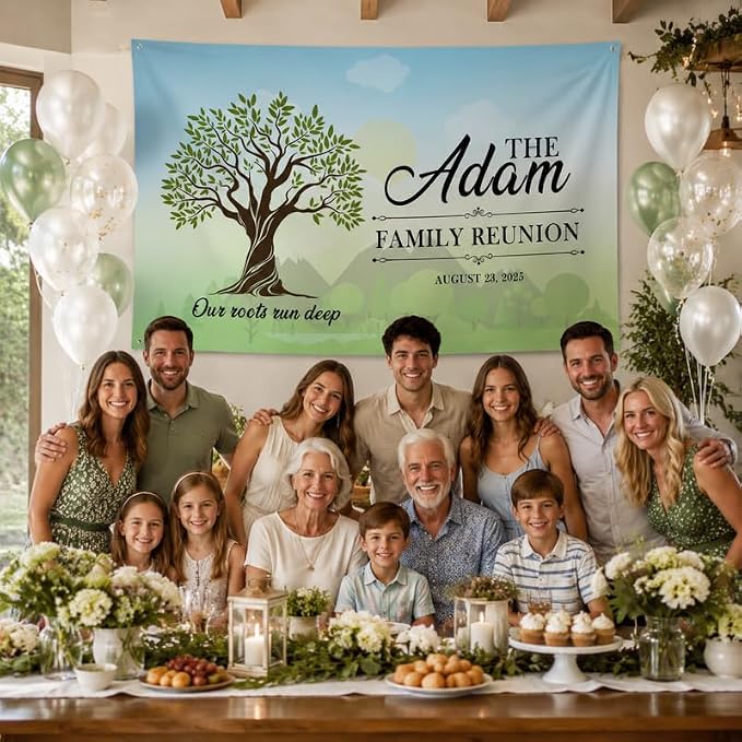 Custom Family Reunion Party Banner Tree Design Customized - Image 3