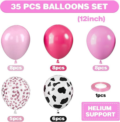 Pink Cow Balloons, 12 Inch Pink Cow Print Balloons, Pastel Hot Pinks Cows - Image 2