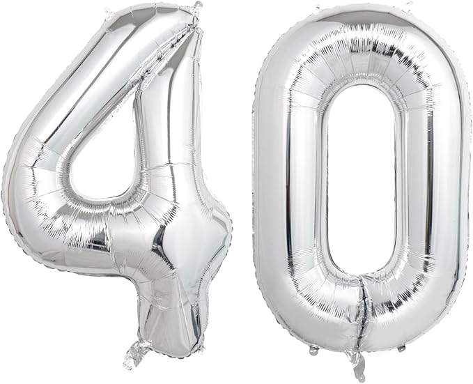 Number Balloons Silver Party Balloon by United-UnicornsParty