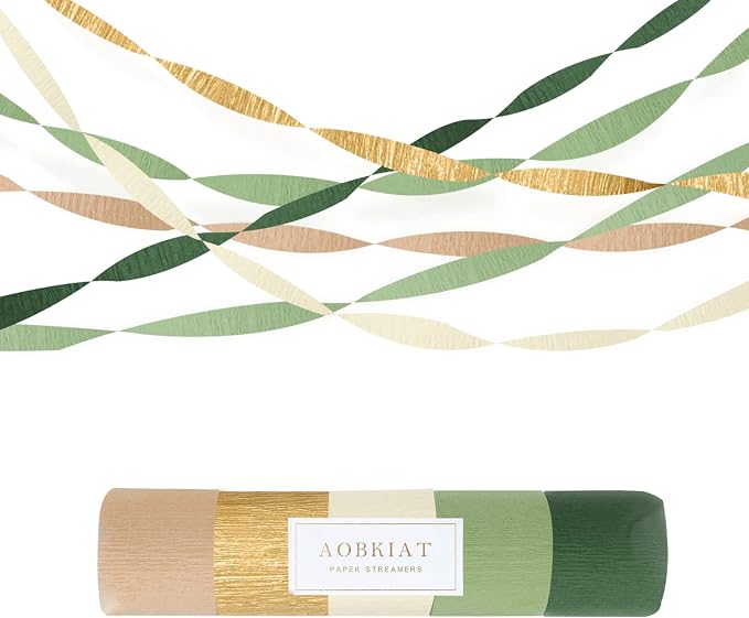 AOBKIAT Wedding Streamers Party Decorations, 5 Rolls Olive Green Crepe Paper | by aobkiat