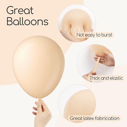 Awenztech 122pcs Nude Neutral Latex Balloons in 18 12 10 5 inches | Wedding - Image 3