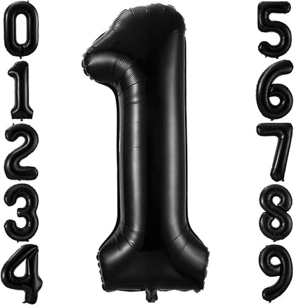 Black 1 Balloon Number, 40 Inch Number 1 Balloon Large Black 1 Foil Mylar by BBPOOL