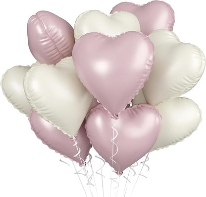 Baby Pink Heart Balloons: 10PCS 18inch Pastel Pink Beige Foil Heart Balloons by BIAPIAN